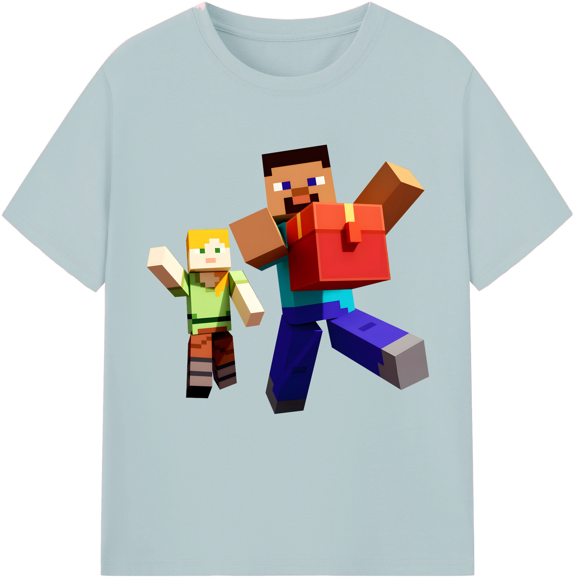 （画像用） マインクラフト ブロックの世界 Minecraft MC Block world 綿100％半袖Tシャツ（フロントプリント）